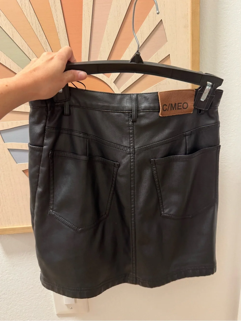 C/MEO Collective Black Faux Leather Wrap Skirt